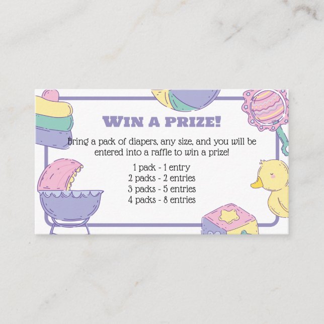 Baby Shower raffle entry invitation insert (Front)