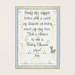 Baby Shower Raffle Ticket/BLUE/Gold Birds