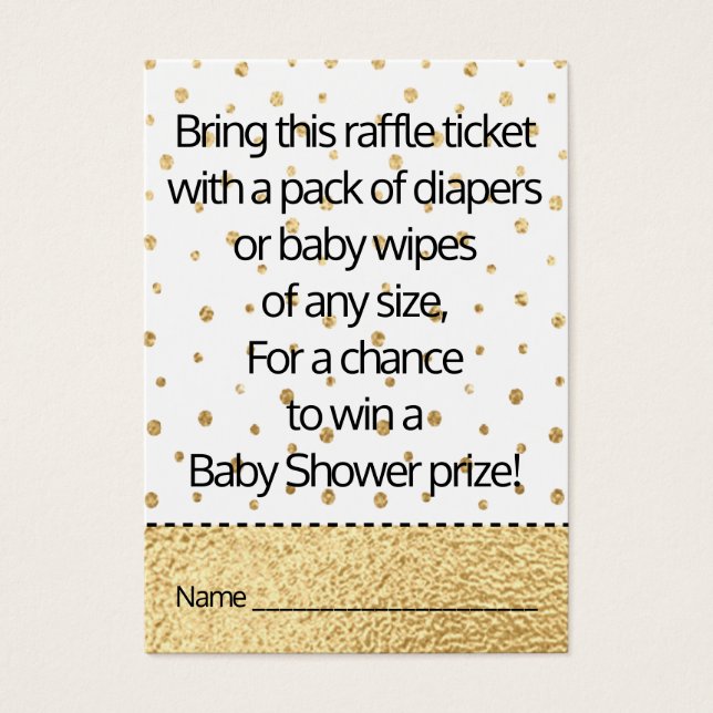 Baby Shower Raffle Ticket/Gold Baby Penguin (Front)