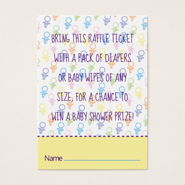 Baby Shower Raffle Ticket Paci Bunny (Front)