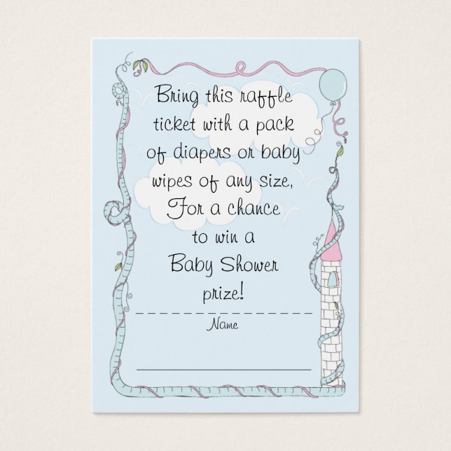 Baby Shower Raffle Ticket/Pink/Blue Castle (Front)