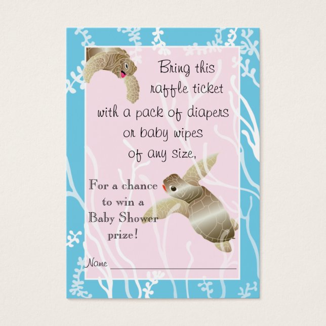 Baby Shower Raffle Ticket/Pink/Blue Turtle (Front)