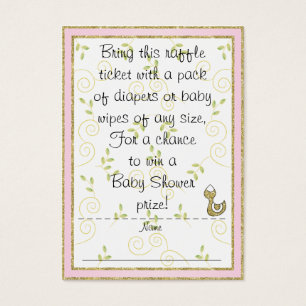 Baby Shower Raffle Ticket/PINK/Gold Birds