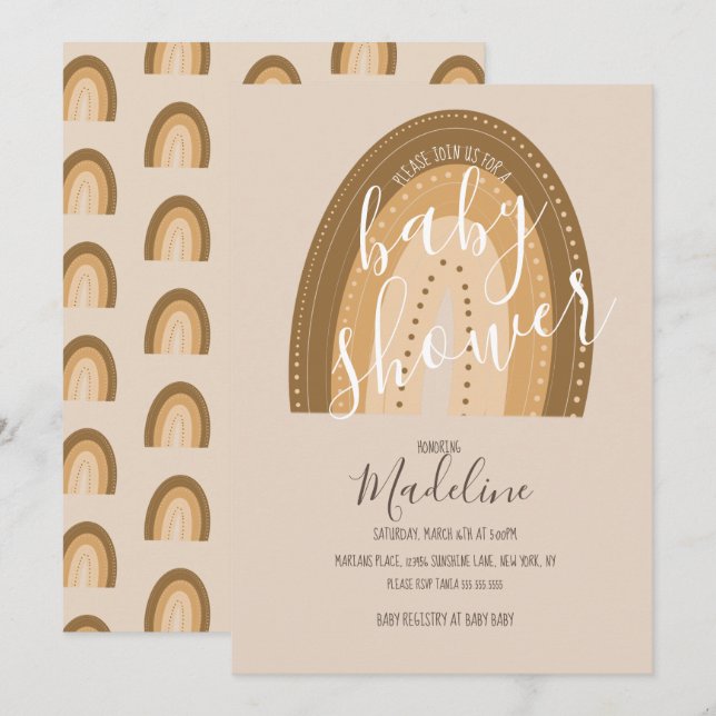 Baby Shower Rainbow  Bohemian Warm Tones Invitation (Front/Back)