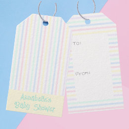 Baby Shower Rainbow Candy Stripes Gift Tags