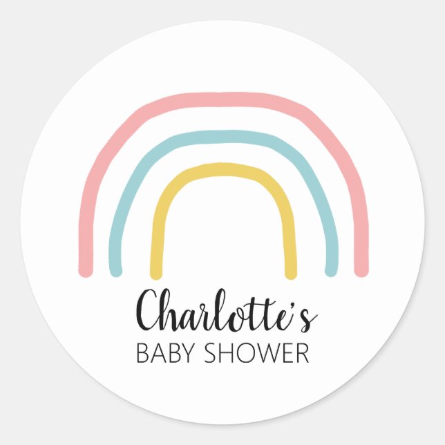 Baby Shower Rainbow Pink Pastel Painting Stickers (Front)