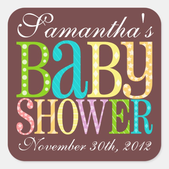 Baby Shower (Rainbow) Square Sticker (Front)