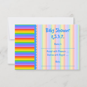 Baby Shower, Rainbow Stripes Pattern. RSVP Card