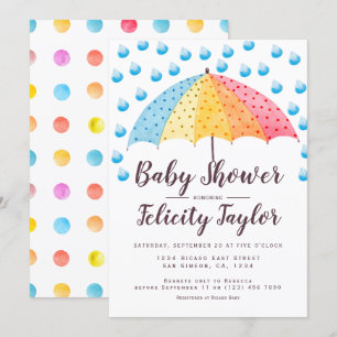 Baby Shower Rainbow Umbrella Invitation