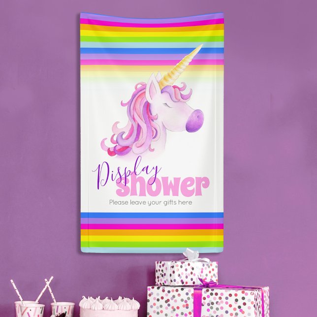Baby shower rainbow unicorn gift display banner (Creator Uploaded)