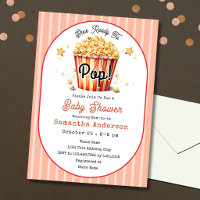 Baby Shower Ready to Pop Invite Popcorn Theme