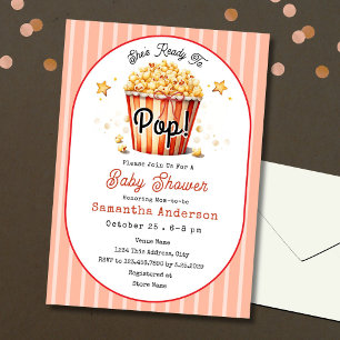 Baby Shower Ready to Pop Invite Popcorn Theme
