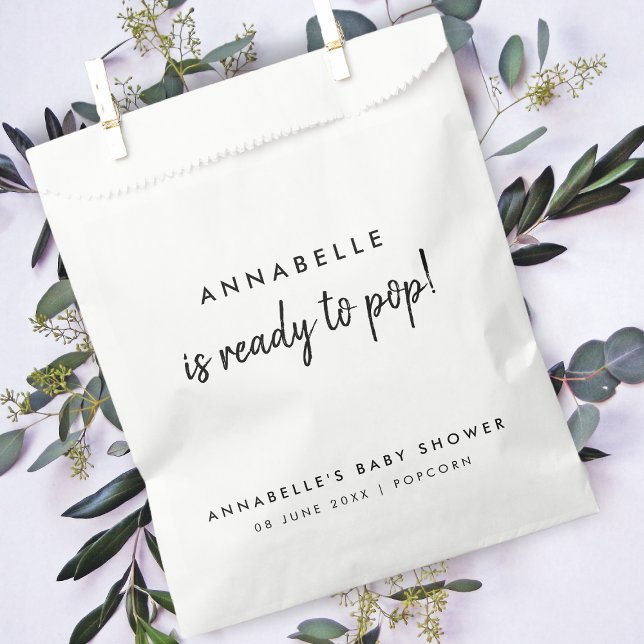 Baby Shower | Ready to Pop Modern Fun Popcorn Favour Bags (Creator Uploaded)