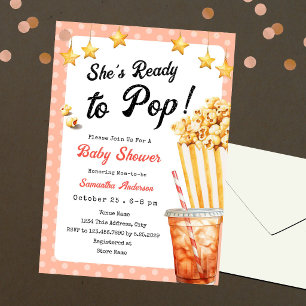 Baby Shower Ready to Pop Popcorn Soda Pop Theme Invitation