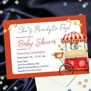 Baby Shower Ready to Pop Popcorn Vintage Invitation