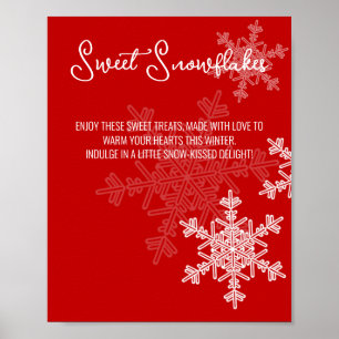 Baby Shower Red Snowflakes Treats Table Sign