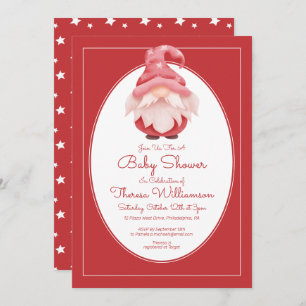 BABY SHOWER   Red Star Gnome Baby Shower Invitatio Invitation