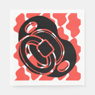 Baby Shower Red & White Pacifier  Napkin