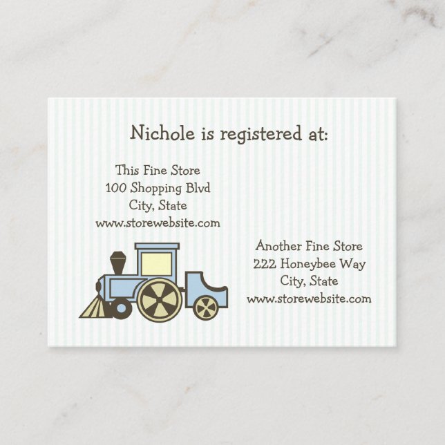 Baby Shower Registry Card Train (Front)