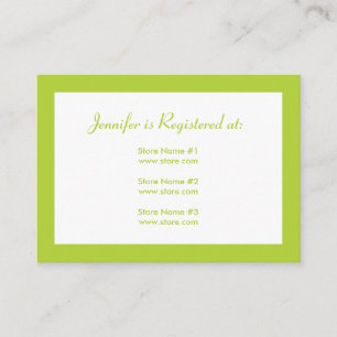 Baby Shower Registry Card with Date - Green