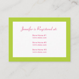 Baby Shower Registry Card with Date - Pink/Green