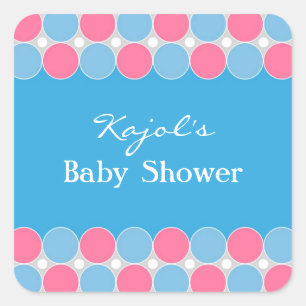 Baby Shower Retro Blue & Pink Sticker