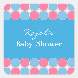 Baby Shower Retro Blue & Pink Sticker
