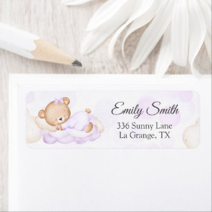 Baby Shower Return Address Label Lavender Bear 