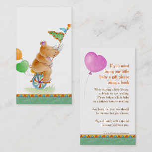 Baby shower rhinoceros art book gifting cards