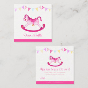 Baby shower rocking horse art diaper raffle cards
