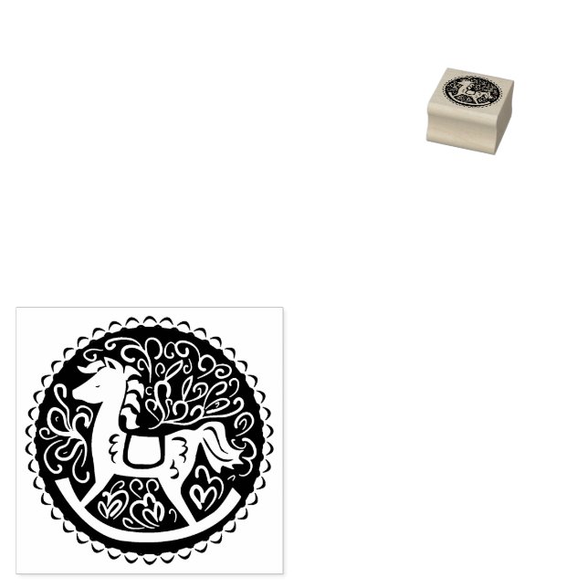 Baby Shower Rocking Horse  Rubber Stamp (Stamped)