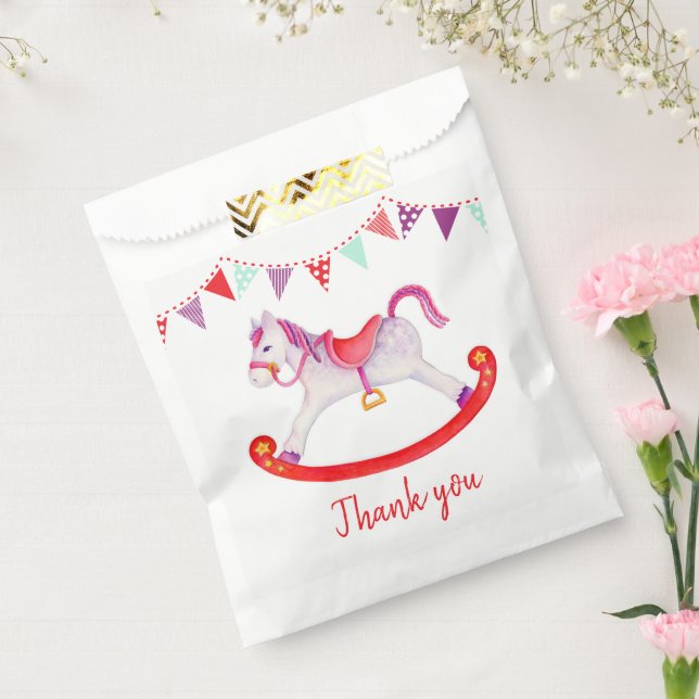 Baby shower rocking horse watercolor art favour bags (Sealed)