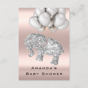 Baby Shower Rose Balloon Elephant Girl Boy Silver Invitation
