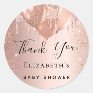 Baby Shower rose blush balloons Thank You Classic Round Sticker