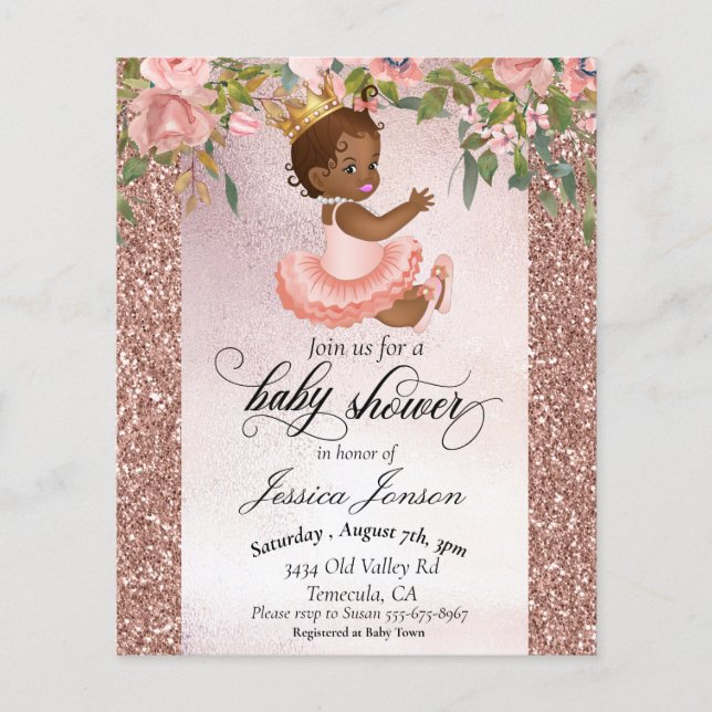 Baby Shower Rose Gold African American  Invitation (Front)