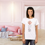 Baby Shower rose gold balloons elephant girl T-Shirt<br><div class="desc">Decorated with rose gold balloons and a cute little baby elephant girl.  Personalise and add the name of the mummy to-be's name</div>