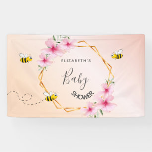 Baby Shower rose gold blush pink floral mum to bee Banner
