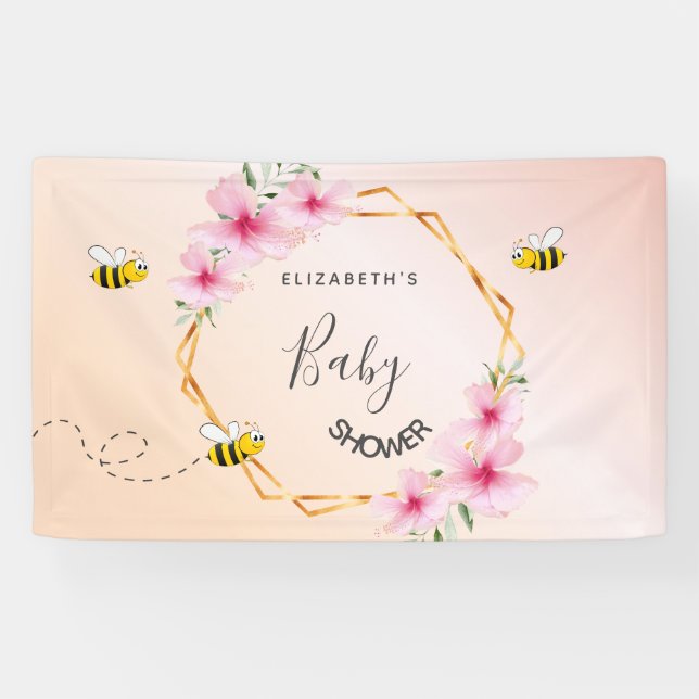 Baby Shower rose gold blush pink floral mum to bee Banner (Horizontal)