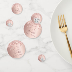 Baby Shower rose gold cute elephant girl Confetti