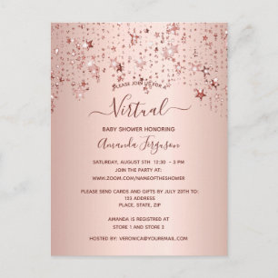 Baby Shower rose gold dripping stars virtual Postcard