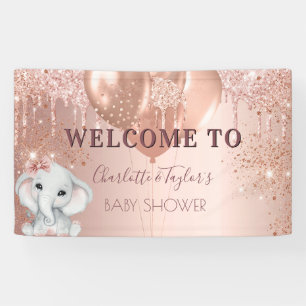 Baby Shower rose gold elephant girl balloons Banner