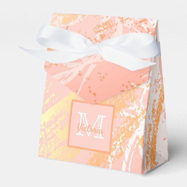 Baby Shower rose gold foliage modern monogram Favour Box (Front Side)
