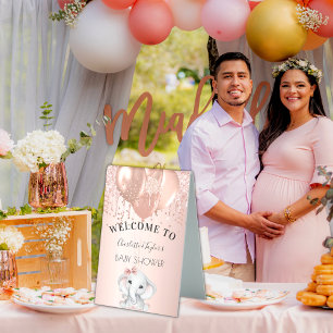 Baby Shower rose gold girl elephant balloons