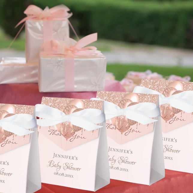 Baby Shower rose gold glitter drips thank you Favour Box (Creator Uploaded)