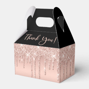 Baby Shower Rose Gold Glitter Thank You Favour Box