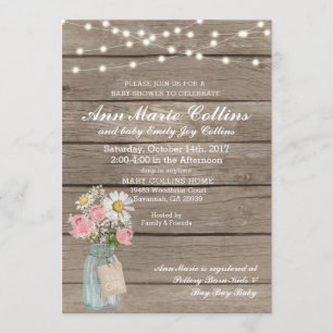 Baby Shower Rustic Babys Breath Girl String Lights Invitation