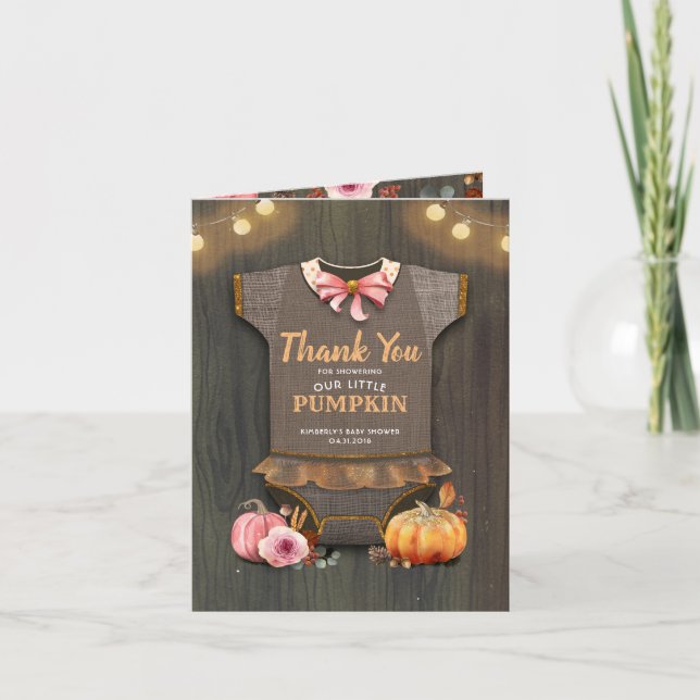 Baby Shower Rustic Fall Pumpkin Thank You (Front)