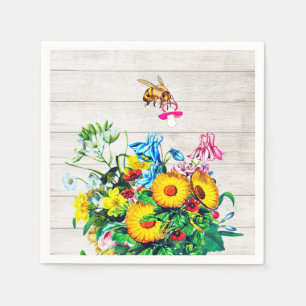 Baby Shower Rustic Floral Bees Pacifier Napkin