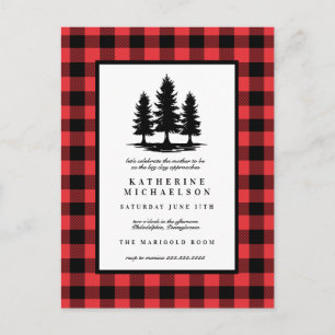 BABY SHOWER   Rustic Forest Buffalo Checks Postcard