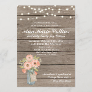 Baby Shower Rustic String Lights Babys Breath Girl Invitation